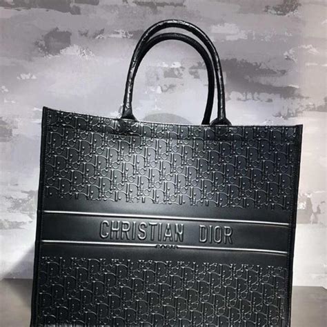 dior black leather tote|christian dior canvas tote.